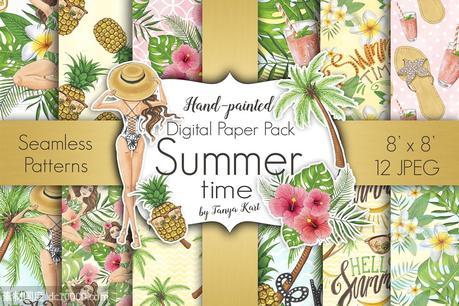 夏季数码纸张包 Summer Time Digital Paper Pack - 源文件