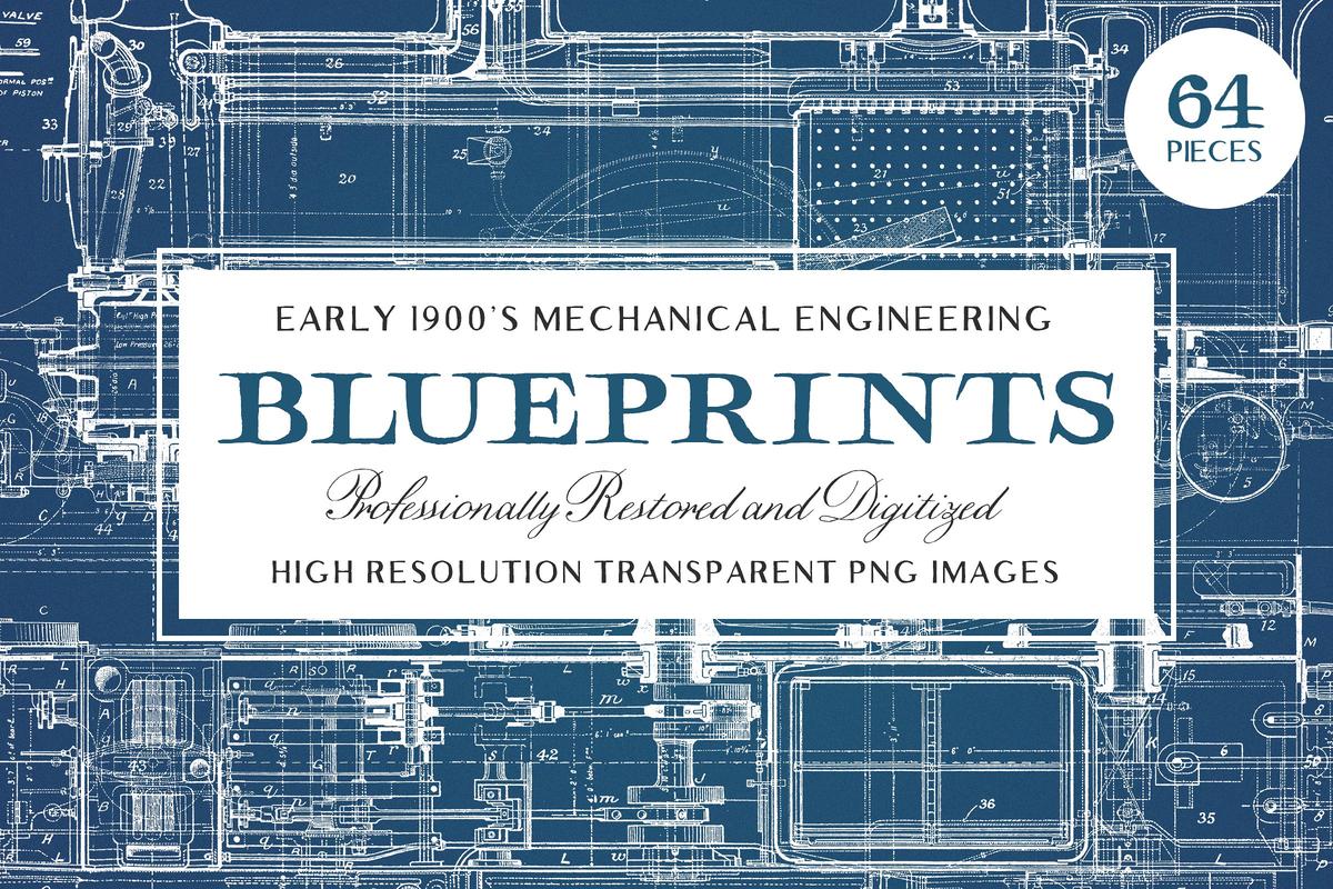 复古机械工程设计蓝图 64 Vintage Mechanical Blueprints