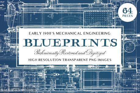 复古机械工程设计蓝图 64 Vintage Mechanical Blueprints - 源文件