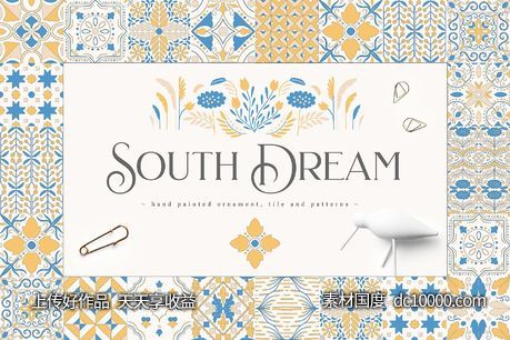 南梦手绘图案背景纹理集 South Dream Hand Painted Collection-源文件-素材国度dc10000.com