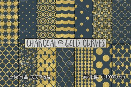 灰色和金箔背景纹理 Grey and Gold Foil Backgrounds-源文件-素材国度dc10000.com