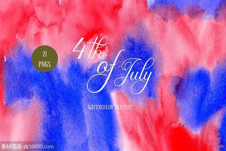7月4日水彩背景纹理 Watercolor Texture 4th of July - 源文件