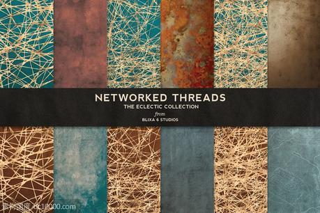 烫金网络背景纹理 Networked Threads Gold Backgrounds - 源文件