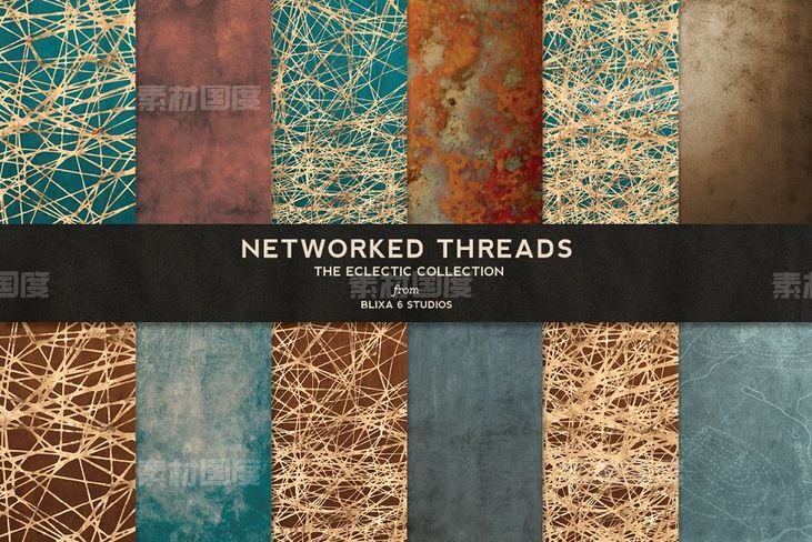 烫金网络背景纹理 Networked Threads Gold Backgrounds