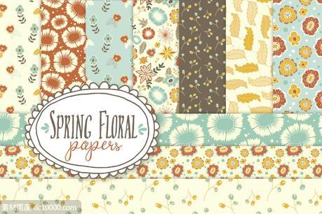 春季花卉图案纹理 Spring Floral Pattern Papers Vector - 源文件