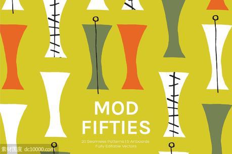 抽象玻璃杯背景纹理 Mod Fifties  Artboards  Patterns - 源文件