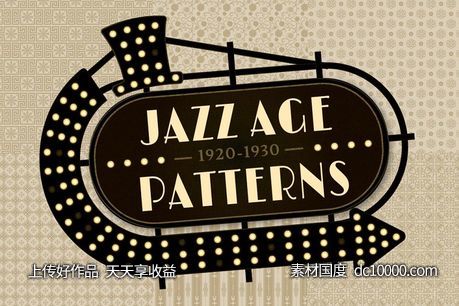 爵士时代装饰图案 Jazz Age Decorative Patterns-源文件-素材国度dc10000.com