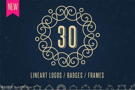 线条艺术logo设计 30 Lineart Logos  Badges  Frames - 源文件