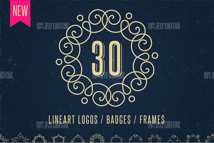 线条艺术logo设计 30 Lineart Logos  Badges  Frames