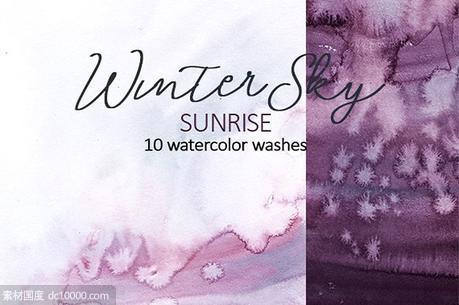 纯手绘水洗效果紫色水彩图案 Purple Watercolor Washes - 源文件