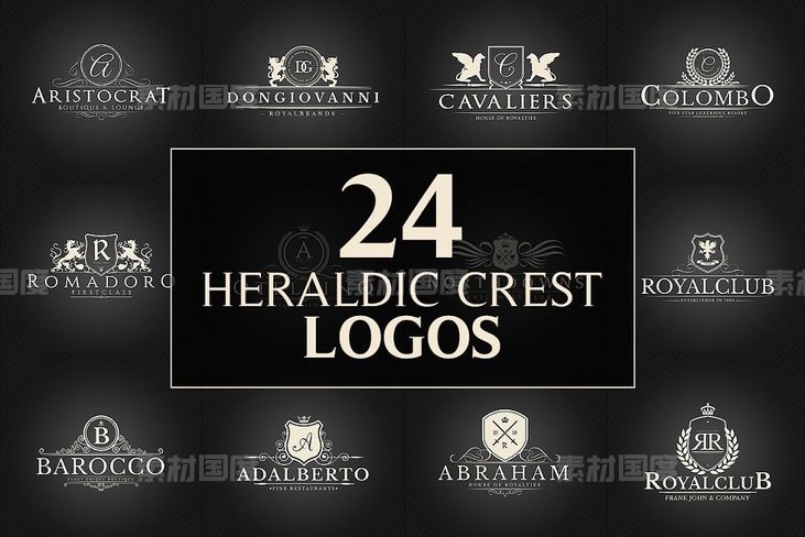 24款复古风格Logo设计模板 24 Crest Logos Bundle Vol 2