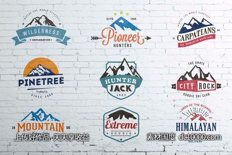 经典山地logo设计 Mountain Vintage Logo Badges Color - 源文件