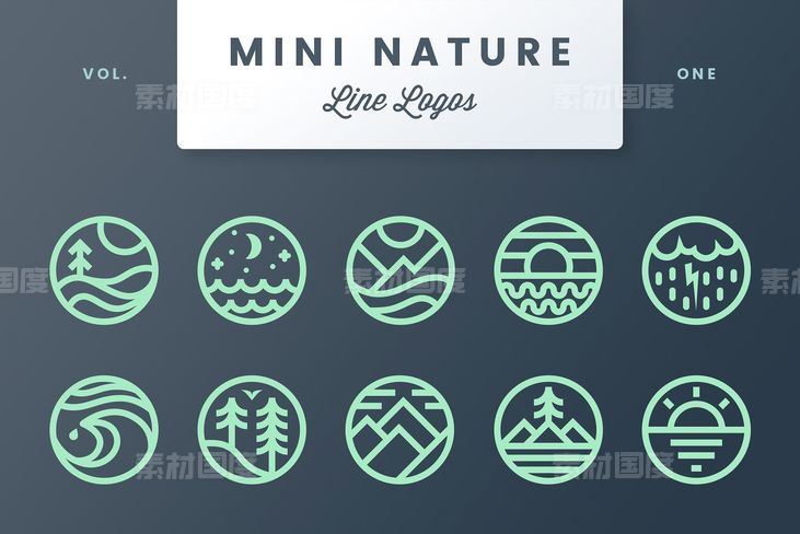 抽象自然logo设计元素模板 Mini Nature Line Logos ndash Volume 1