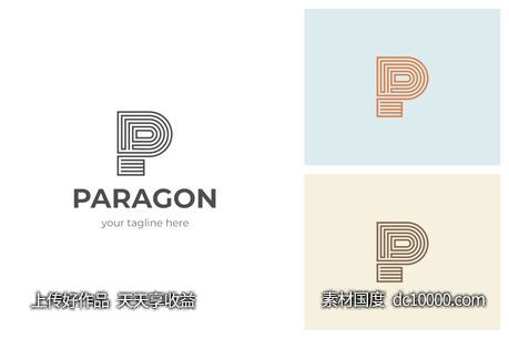 英文字母P衍变的logo标志设计模板 - 源文件