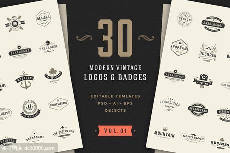 经典logo设计 30 Vintage logos  badges - 源文件