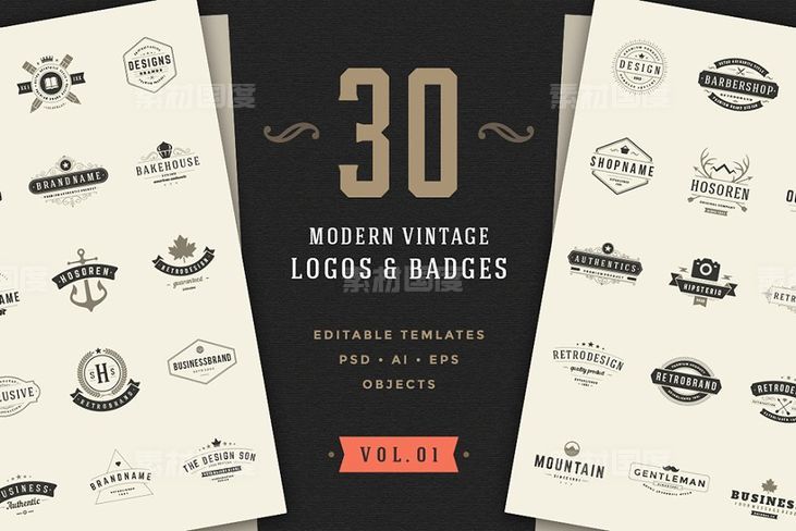 经典logo设计 30 Vintage logos  badges