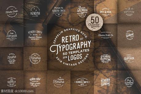 经典logo设计模板 50 Vintage Typography Logos - 源文件