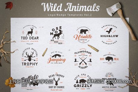 野生动物logo模板 Wild Animals LogoBadge Templates v2-源文件-素材国度dc10000.com