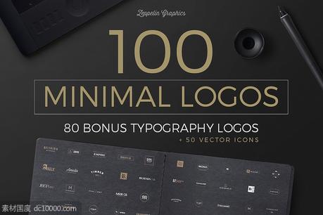 极简主义logo素材模板 100 Minimal Logos + BONUS - 源文件