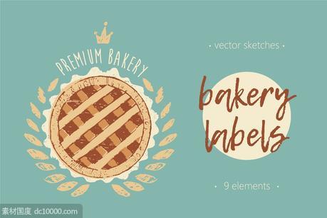 烘培logo素材模板 Set of bakery labels - 源文件