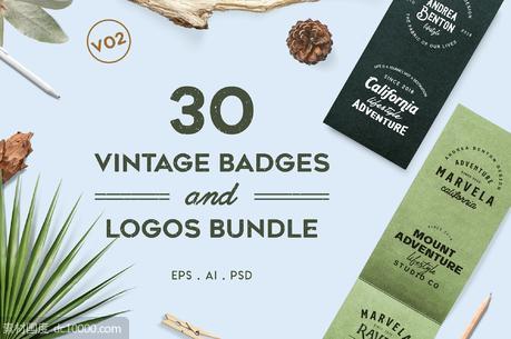 经典logo素材模板 Vintage Badges and Logos Bundle V02 - 源文件