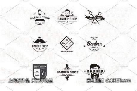 理发厅logo设计素材 Barber Shop Logo Set-源文件-素材国度dc10000.com