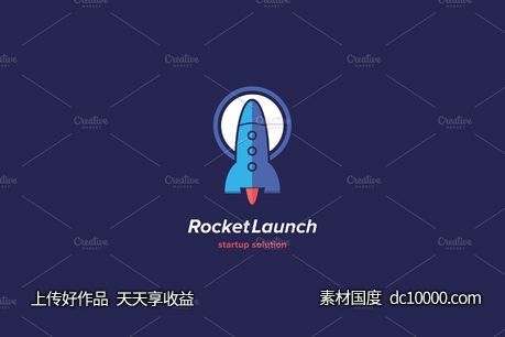 航天火箭logo设计 Rocket Launch Logo Template-源文件-素材国度dc10000.com