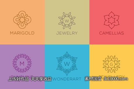 艺术logo素材包 Six Premade Line art Logo Pack-源文件-素材国度dc10000.com