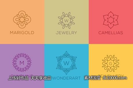 艺术logo素材包 Six Premade Line art Logo Pack - 源文件