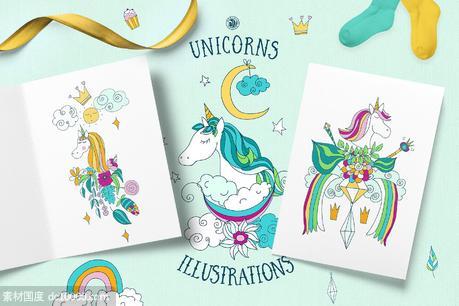 独角兽插图素材 Unicorns Illustrations - 源文件