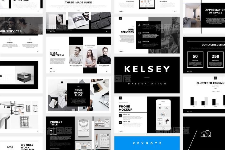 设计感很强的公司企业介绍keynote模板下载 Kelsey 