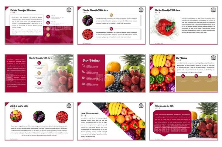 一组实用的多色食物主题PPT模版下载[pptx,pdf]