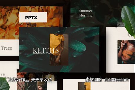 文艺时尚的精美商务ppt模板下载[PPTX]-源文件-素材国度dc10000.com
