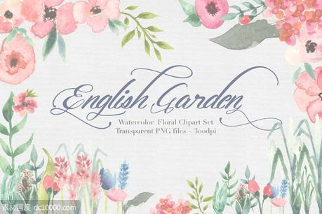 英伦花园花卉水彩剪贴画 English Garden Watercolor clipart - 源文件