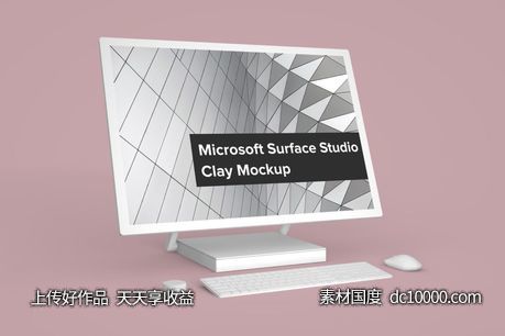 Mockups  Microsoft Surface Studio电脑模型智能对象样机下载PSD - 源文件