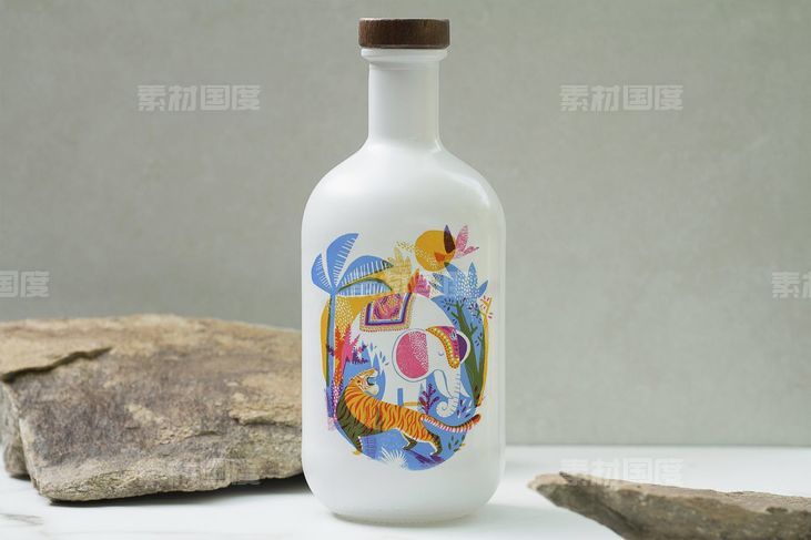 少见稀有的中国风陶瓷青花瓷瓶子包装设计VI样机展示模型