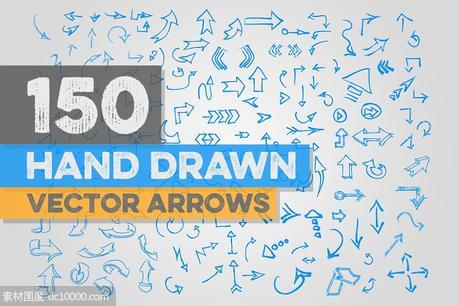 150款手绘箭头图形素材 150 Hand Drawn Vector Arrows - 源文件