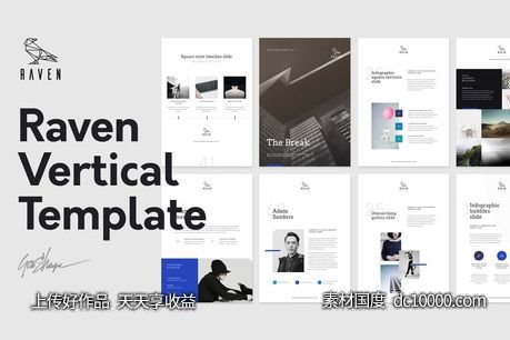 高端Raven垂直主题ppt模板 Raven Vertical Keynote Template-源文件-素材国度dc10000.com