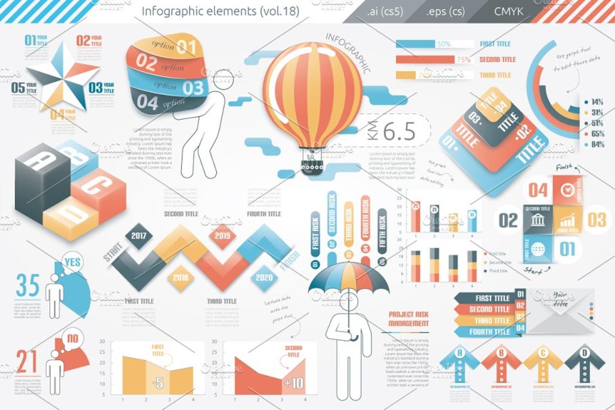 数据图表ppt素材 Infographic Elements (v18)