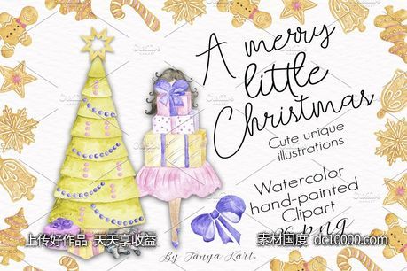 圣诞节快乐手绘水彩剪贴画合集 A Merry Little Christmas Collection - 源文件