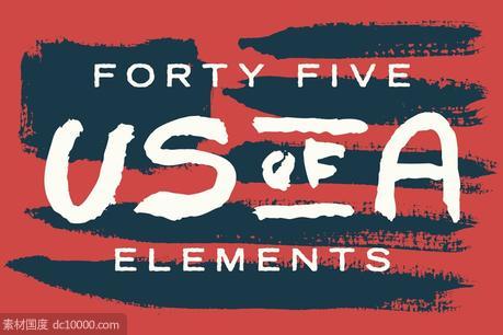 45款手绘美国元素 45 Hand Painted USA Elements - 源文件