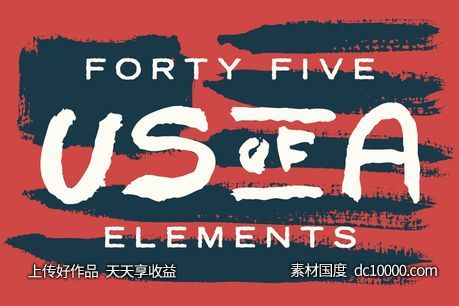 45款手绘美国元素 45 Hand Painted USA Elements-源文件-素材国度dc10000.com