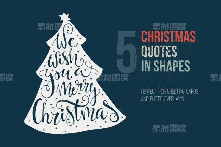 手绘圣诞节祝福语图层 Handdrawn Christmas Quotes in Shapes