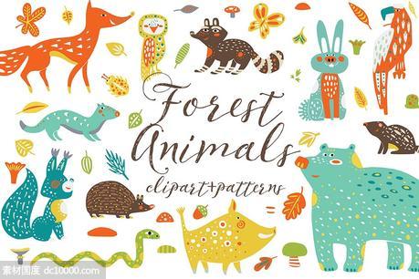 可爱的森林动物剪贴画 Cute Forest Animals Clipart - 源文件