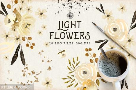 低调奢华金漆花卉素材 Light Flowers - 源文件