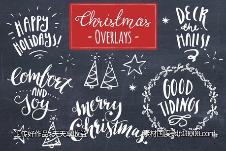 圣诞元素矢量图形图层 Christmas Overlays Set 8 ndash Vector-源文件-素材国度dc10000.com