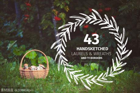 43款手绘桂冠花环 43 Handsketched Laurels  Wreaths - 源文件