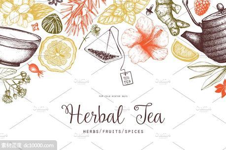 各种茶成分茶元素矢量 Vector Tea Ingredients Collection - 源文件