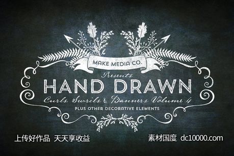 手绘曲卷横幅矢量图形 Hand Drawn Curls  Banners Vol 4 - 源文件