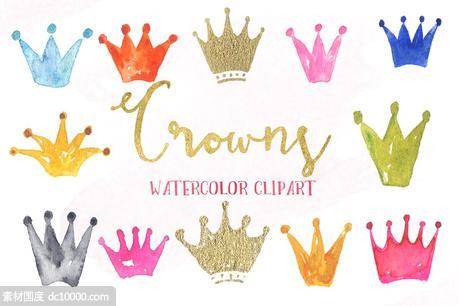 皇冠水彩剪剪贴画 Crowns watercolors clipart - 源文件